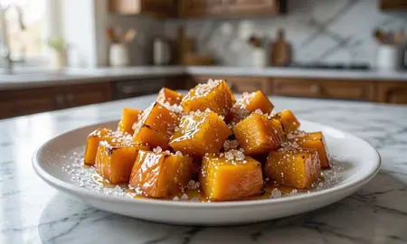 Карамелизованная тыква кусочками с сахаром запеченная в духовке: пошаговый рецепт