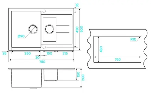 Мойка кухонная KUCHENSTERN PLAT 60-2 207TN20 Титан фото 3 в Ростове-на-Дону