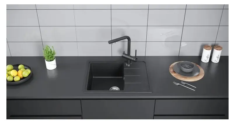 Мойка кухонная KUCHENSTERN FLUG 45 108BL10 Черный фото 2 в Ростове-на-Дону Мойка кухонная KUCHENSTERN FLUG 45 108BL10 Черный фото 2 в Ростове-на-Дону
