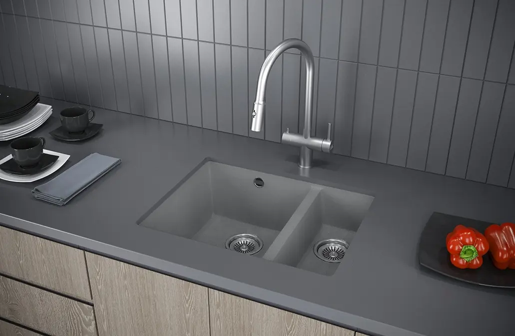 Мойка кухонная KUCHENSTERN UNDER 60-2 102AN10 Антрацит фото 3 в Ростове-на-Дону