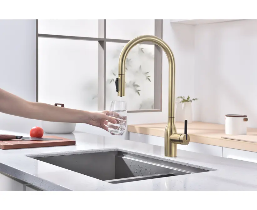 Смеситель Paulmark UNIVERSAL Un213880-LG светлое золото фото 4 в Ростове-на-Дону