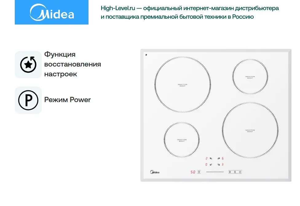 Варочная поверхность Midea MIH64721FW фото 3 в Ростове-на-Дону
