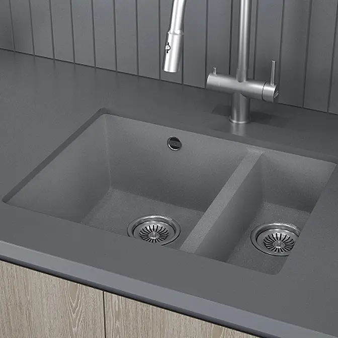 Мойка кухонная KUCHENSTERN UNDER 60-2 102TN10 Титан фото 3 в Ростове-на-Дону