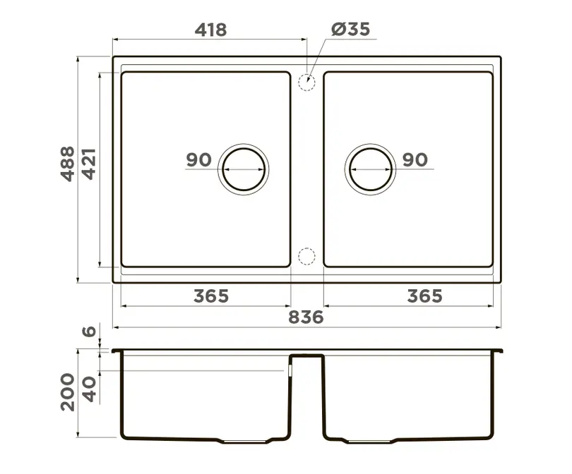 Кухонная мойка OMOIKIRI Kitagawa 83-2-U-MO Artceramic/мокко (арт.4997201) фото 3 в Ростове-на-Дону