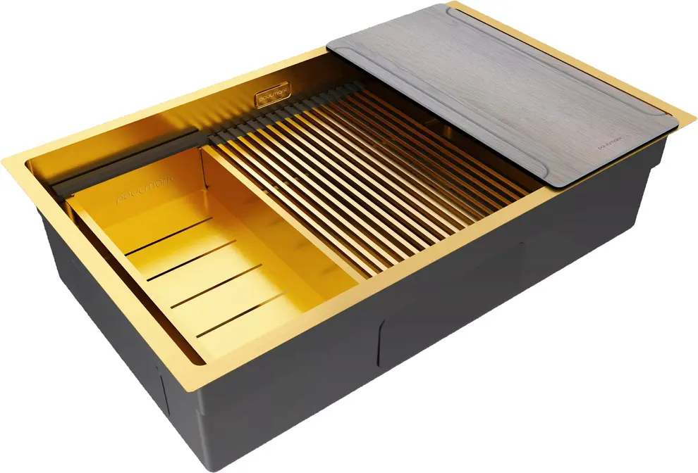Мойка Paulmark NEXT-MULTI SINK 74 UNI PM787445-BG брашированное золото фото 2 в Ростове-на-Дону