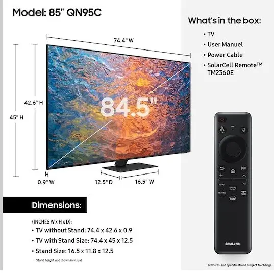 Телевизор Samsung  85" (216 см) 2023 черный Samsung QE85QN95C фото 6 в Ростове-на-Дону