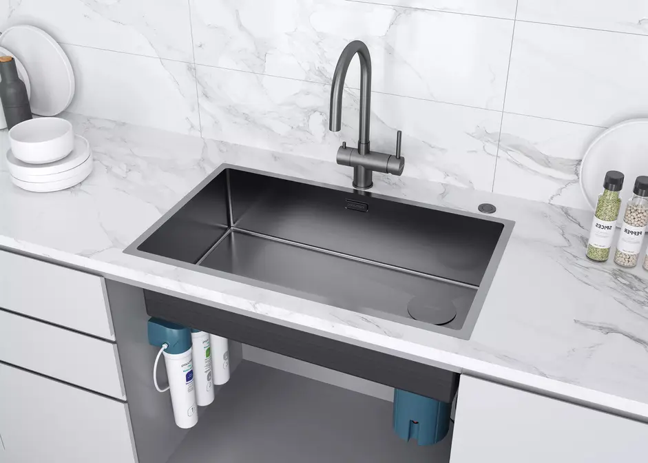 Мойка Paulmark NEXT-SKEW 74 UNI PM887444-BG брашированное золото фото 5 в Ростове-на-Дону