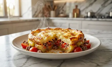 Картофель с фаршем и помидорами в духовке: запеканка: пошаговый рецепт