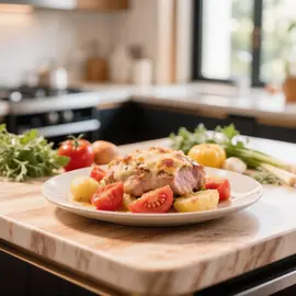 Мясо по-французски с картошкой, свининой и помидорами: пошаговый рецепт