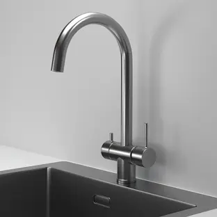 Смеситель GRANULA Kitchen Space 7104, СТАЛЬ САТИН фото 2 в Ростове-на-Дону