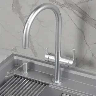 Смеситель GRANULA Kitchen Space 8274, НЕРЖ фото 3 в Ростове-на-Дону