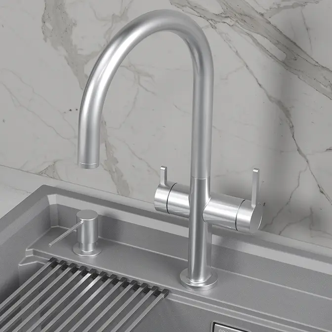 Смеситель GRANULA Kitchen Space 8274, НЕРЖ фото 3 в Ростове-на-Дону