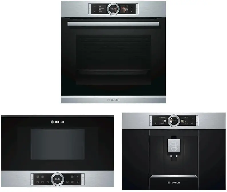 Bosch (духовой шкаф HSG636BS1 + кофемашина CTL636ES1 + микроволновая печь BFR634GS1) в Ростове-на-Дону