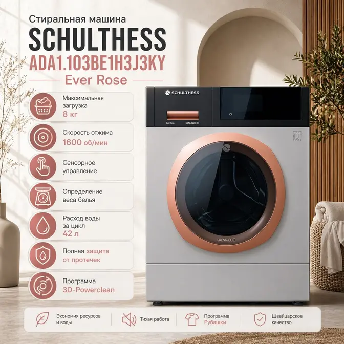 Стиральная машина Шультесс / Schulthess коллекция золото пепел розы (правая) фото 2 в Ростове-на-Дону
