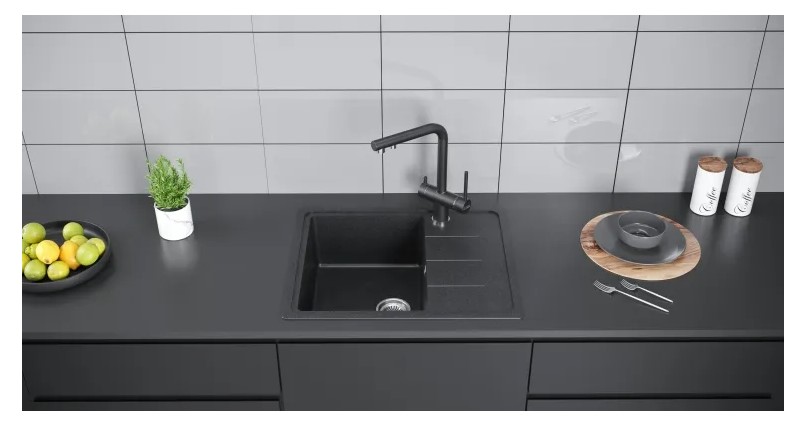 Мойка кухонная KUCHENSTERN FLUG 45 108BL10 Черный фото 2 в Ростове-на-Дону