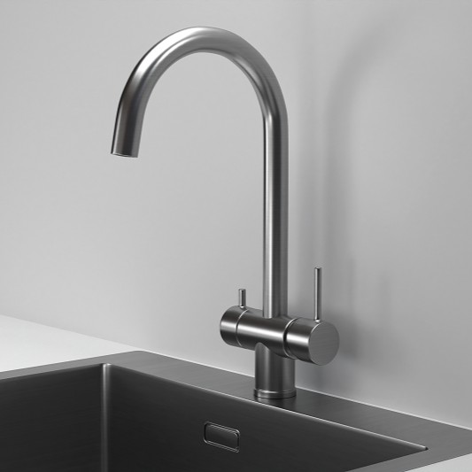 Смеситель GRANULA Kitchen Space 7104, СТАЛЬ САТИН фото 2 в Ростове-на-Дону