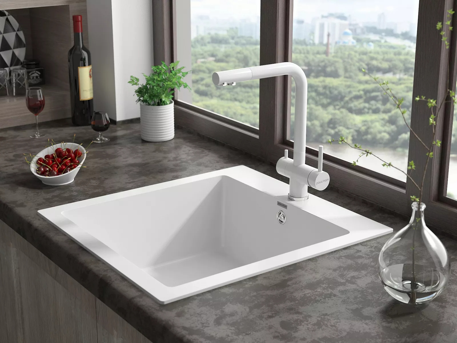 Смеситель Paulmark SKALEN Sk213020-WH белый матовый фото 2 в Ростове-на-Дону