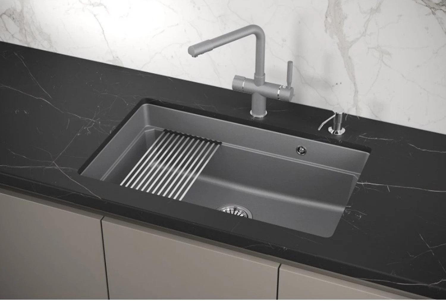 Мойка GRANULA Kitchen Space 7303U, АЛЮМИНИУМ фото 5 в Ростове-на-Дону