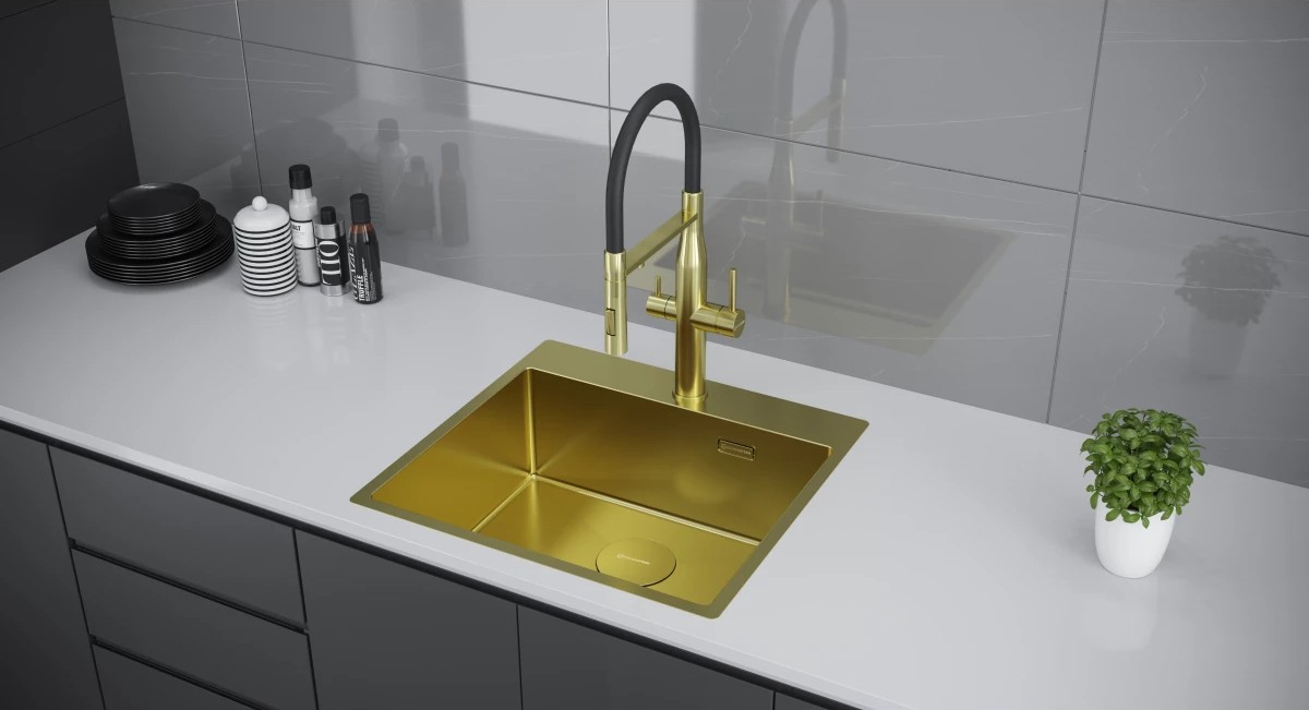 Мойка кухонная KUCHENSTERN WERK 60 507GL50 Золото фото 2 в Ростове-на-Дону