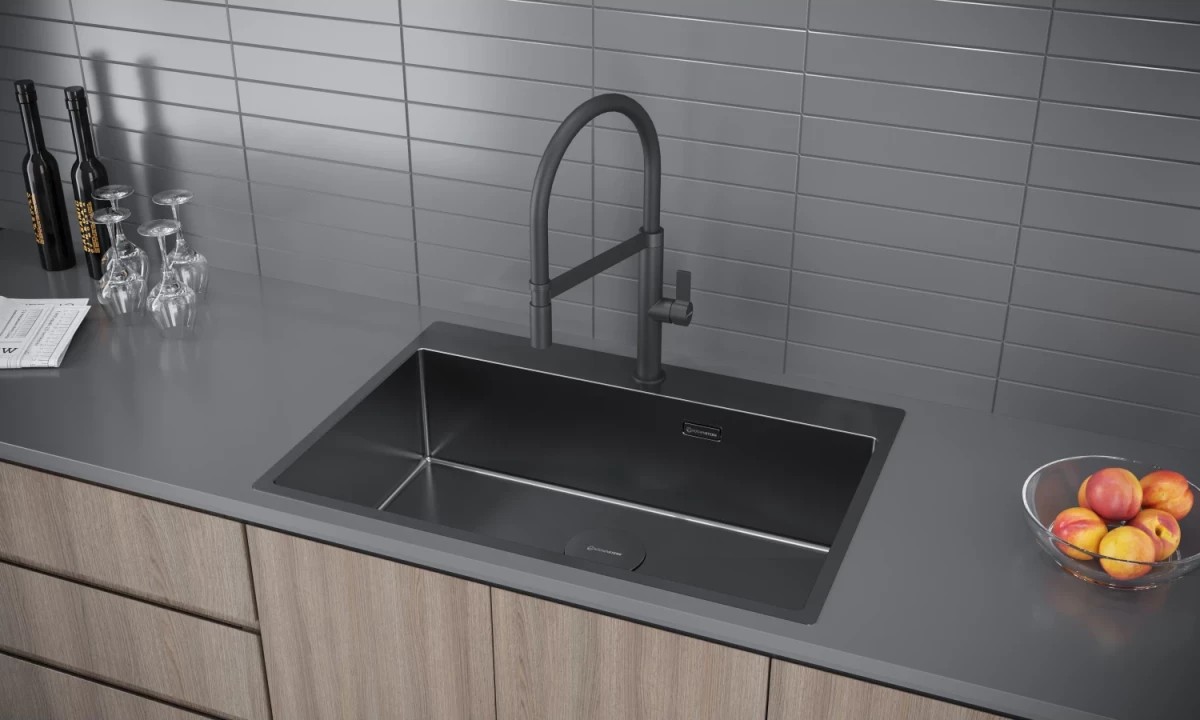 Мойка кухонная KUCHENSTERN WERK 80 508GM50 Вороненая сталь фото 2 в Ростове-на-Дону