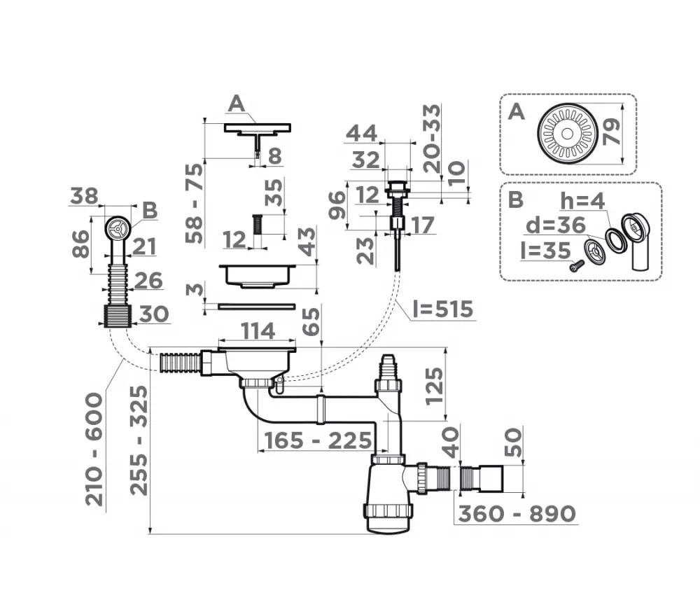Арматура для одночашевых моек с круглым переливом WK-1CL-R-AB022(арт.4956615) фото 2 в Ростове-на-Дону Арматура для одночашевых моек с круглым переливом WK-1CL-R-AB022(арт.4956615) фото 2 в Ростове-на-Дону