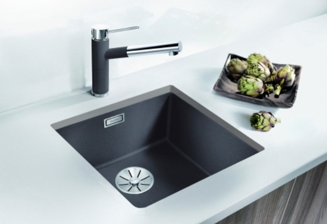 Мойка Blanco SUBLINE 400-U SILGRANIT отводная арматура InFino® фото 1 в Ростове-на-Дону