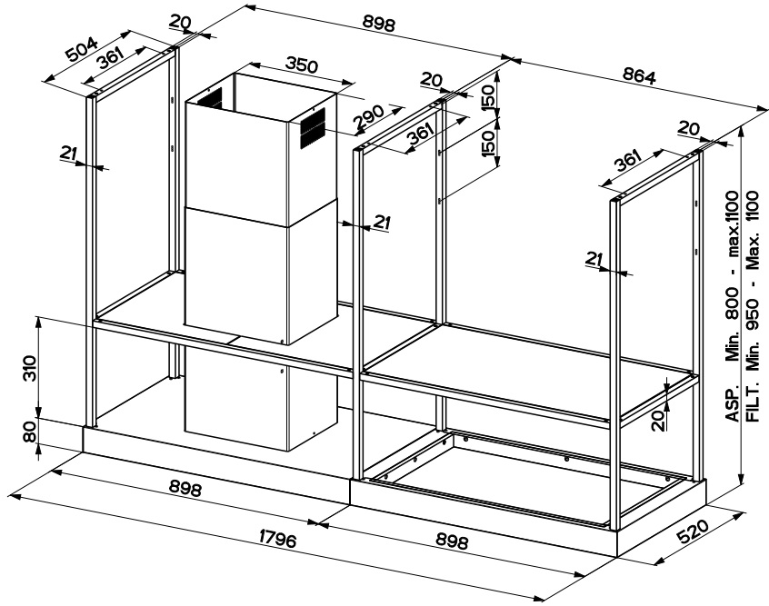 Вытяжка Faber T-SHELF EV8 TITANIUM MATT A180 фото 2 в Ростове-на-Дону