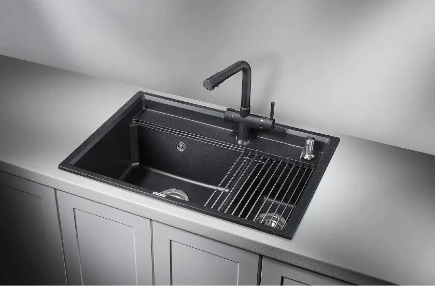Мойка GRANULA Kitchen Space 7302, ЧЁРНЫЙ фото 5 в Ростове-на-Дону