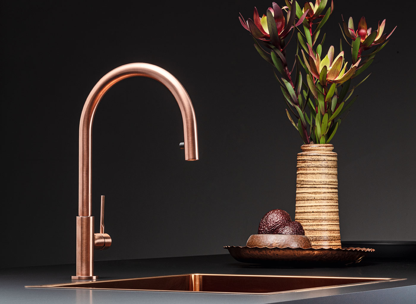 Смеситель Falmec TREVI ROUND PVD COPPER (однорычажный, PVD медь) фото 3 в Ростове-на-Дону