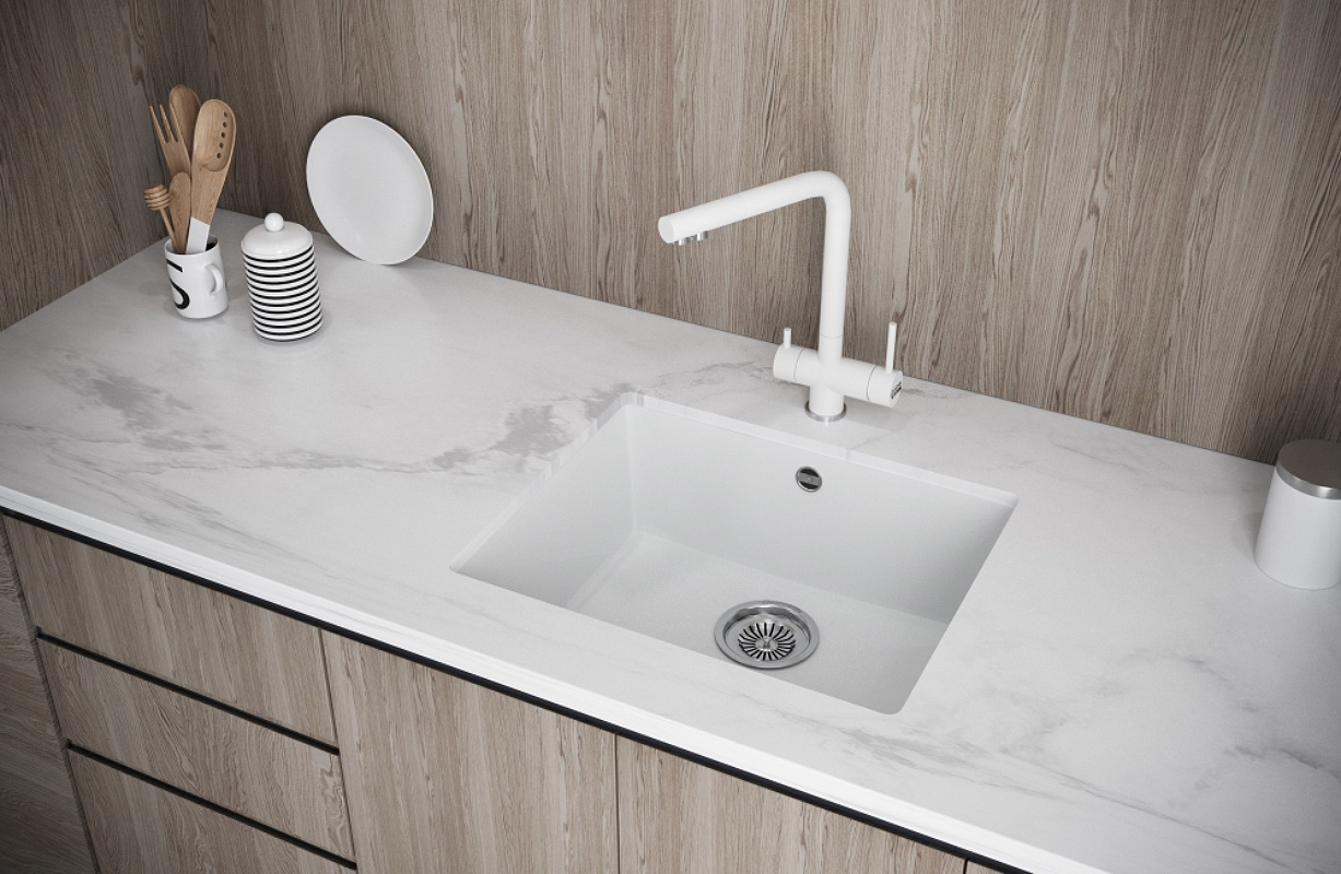 Мойка кухонная KUCHENSTERN UNDER 60 101TN10 Титан фото 3 в Ростове-на-Дону