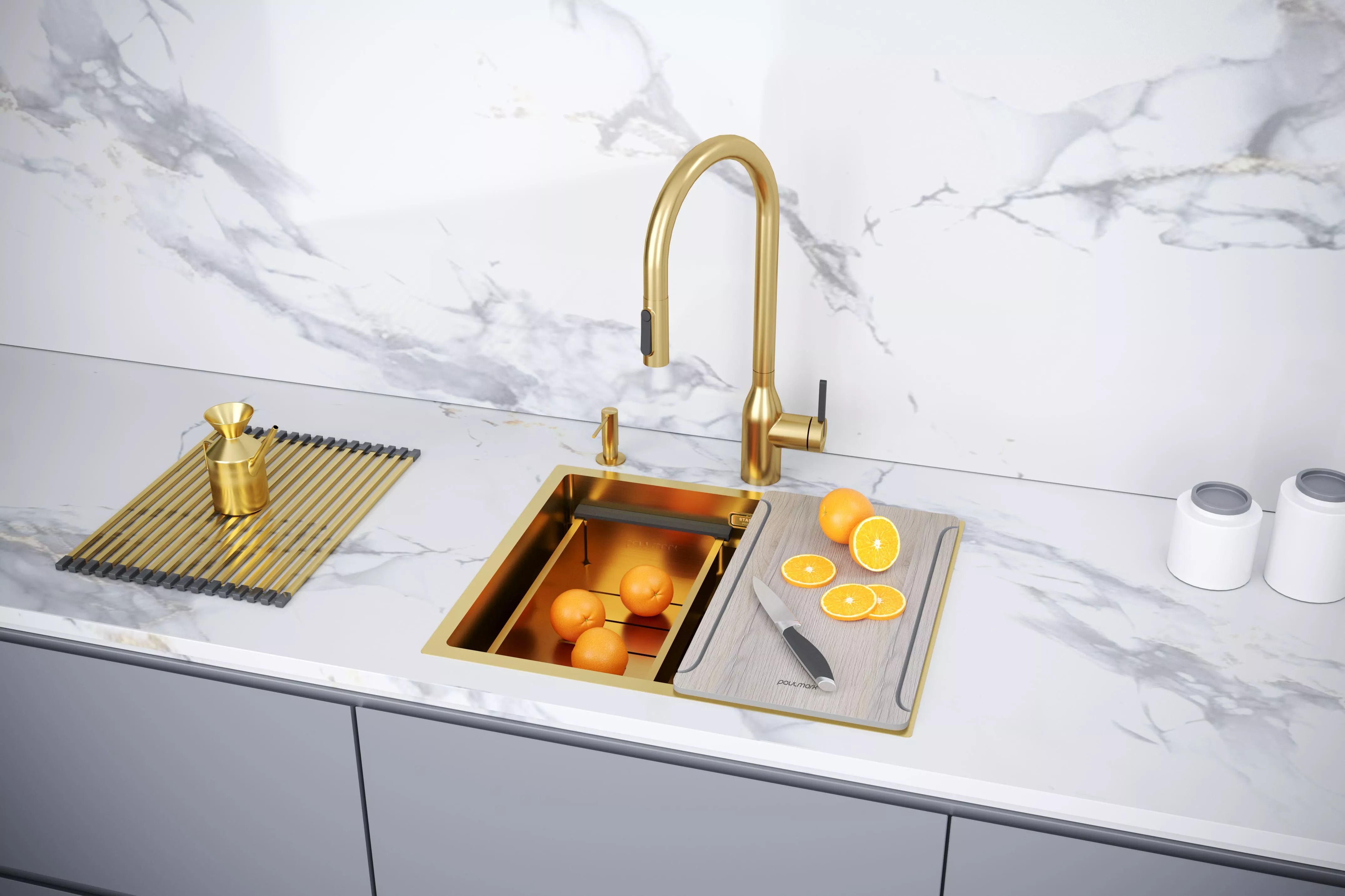 Мойка Paulmark NEXT-MULTI SINK 54 UNI PM785445-BG брашированное золото фото 7 в Ростове-на-Дону Мойка Paulmark NEXT-MULTI SINK 54 UNI PM785445-BG брашированное золото фото 7 в Ростове-на-Дону