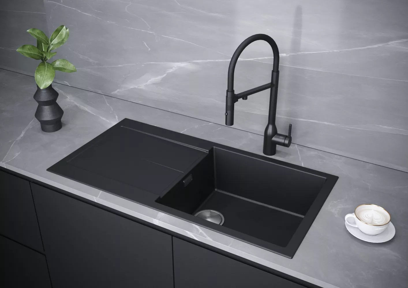 Мойка Paulmark EXTENSIO 86 PM988650-AN Anthracite фото 3 в Ростове-на-Дону
