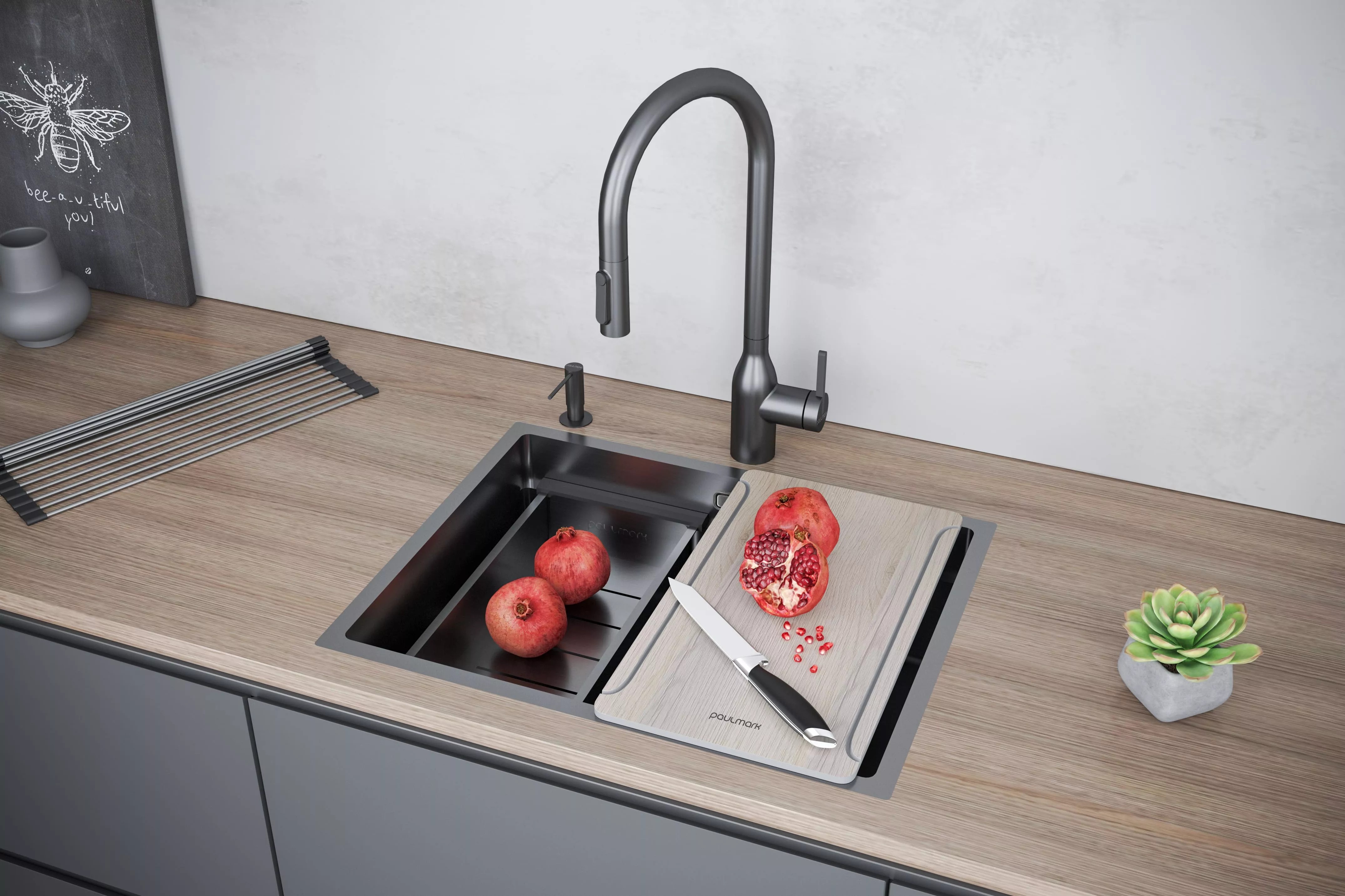 Мойка Paulmark NEXT-MULTI SINK 58 UNI PM785845-GM вороненая нерж.сталь фото 7 в Ростове-на-Дону Мойка Paulmark NEXT-MULTI SINK 58 UNI PM785845-GM вороненая нерж.сталь фото 7 в Ростове-на-Дону