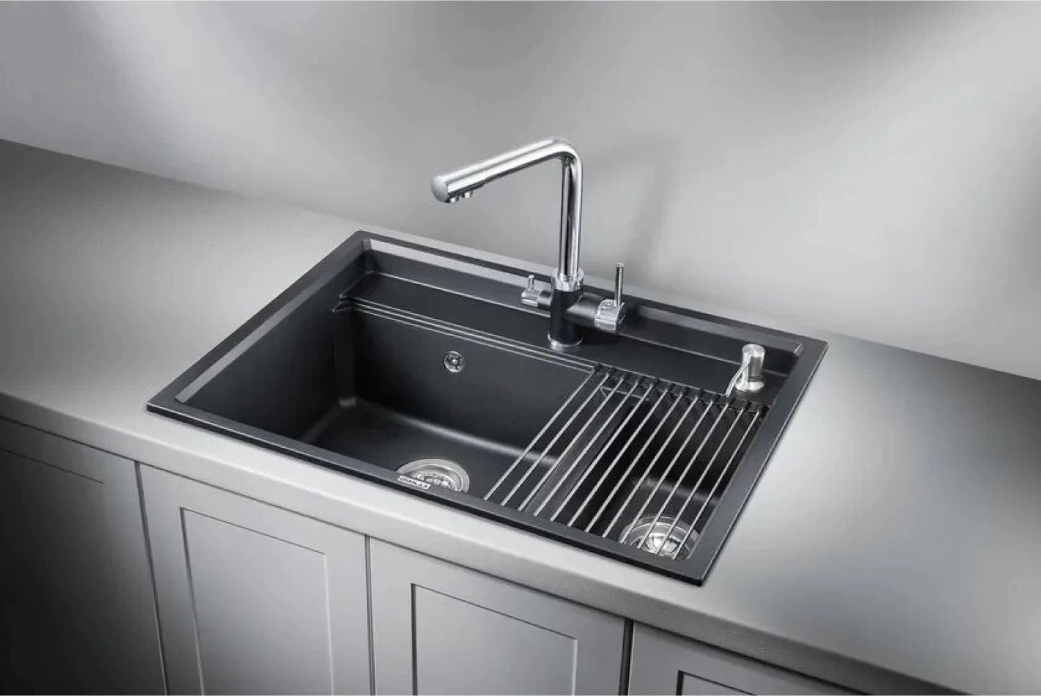 Мойка GRANULA Kitchen Space 7302, ШВАРЦ фото 5 в Ростове-на-Дону