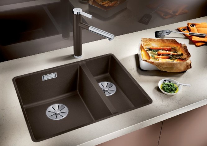 Мойка Blanco SUBLINE 340/160-U SILGRANIT чаша слева, отводная арматура InFino® в Ростове-на-Дону